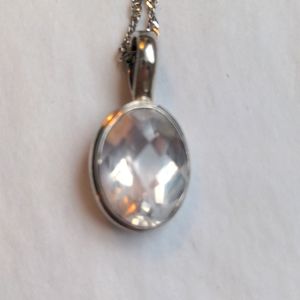 New Handcrafted sterling pendant.  Whisper Rose quartz. Faceted  18 +2" chain